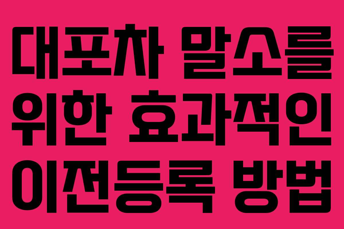 대포차 말소를 위한 효과적인 이전등록 방법