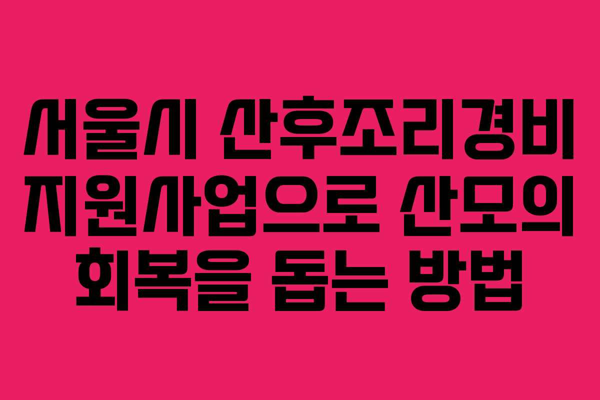 서울시 산후조리경비 지원사업으로 산모의 회복을 돕는 방법