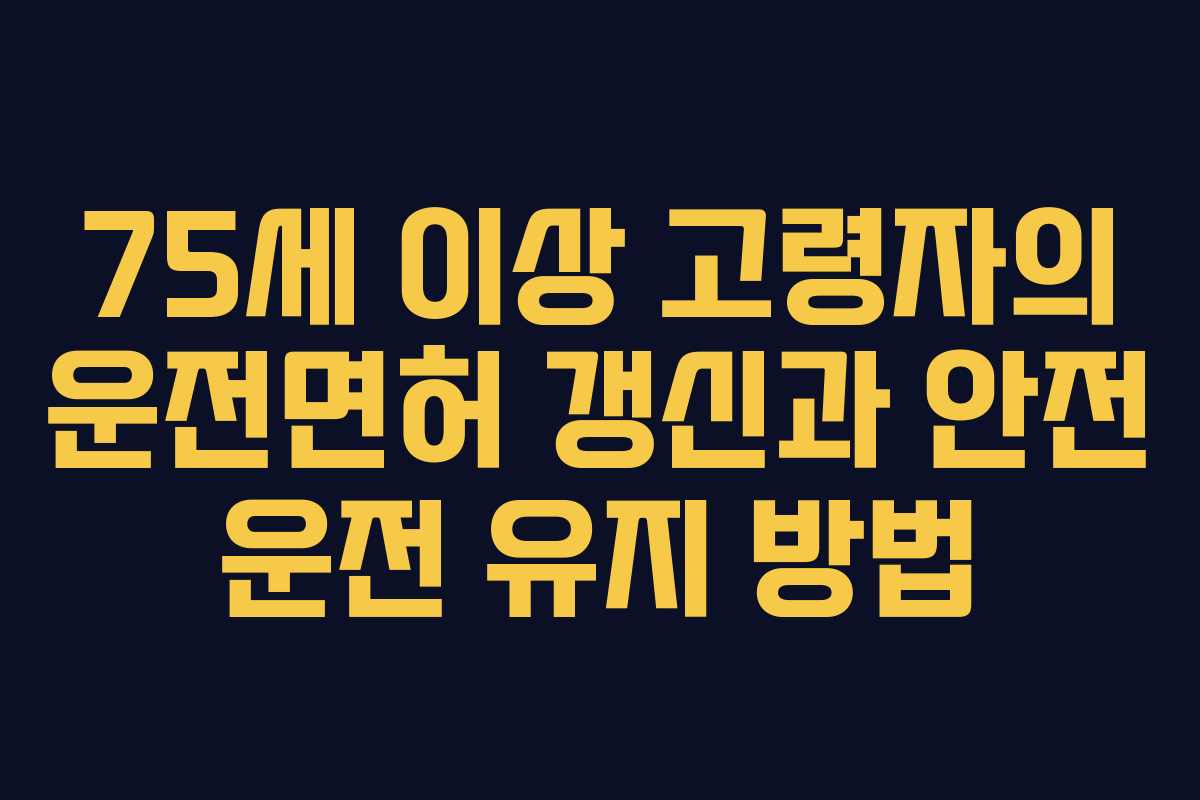 75세 이상 고령자의 운전면허 갱신과 안전 운전 유지 방법