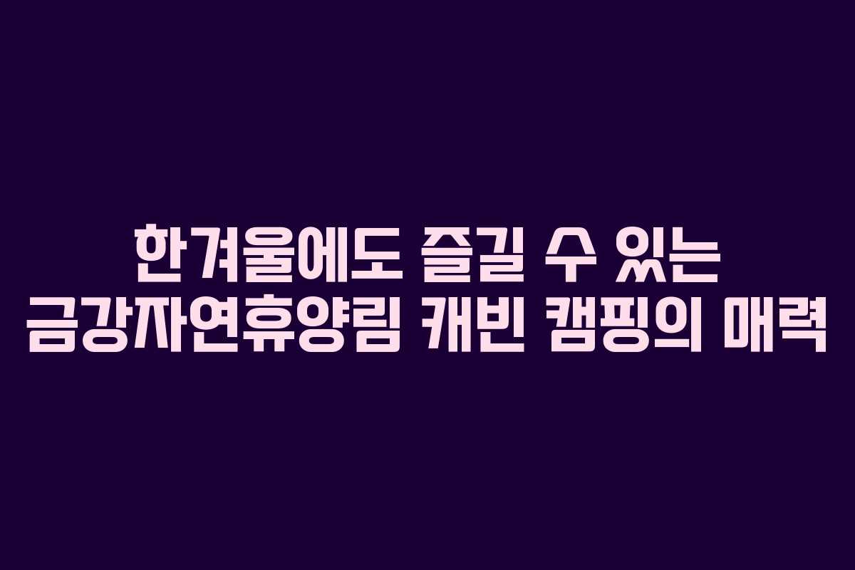 한겨울에도 즐길 수 있는 금강자연휴양림 캐빈 캠핑의 매력