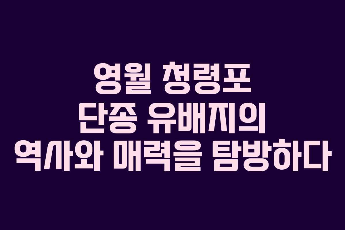 영월 청령포 단종 유배지의 역사와 매력을 탐방하다