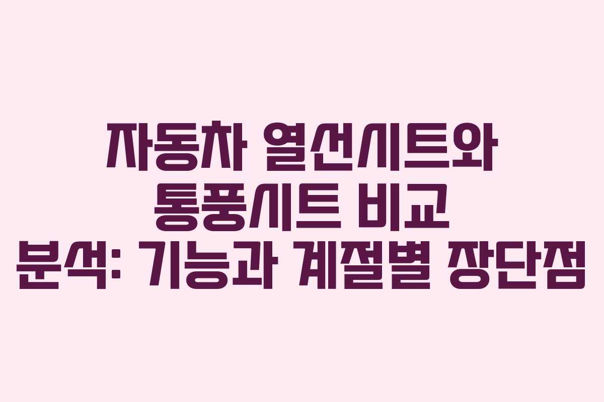자동차 열선시트와 통풍시트 비교 분석: 기능과 계절별 장단점