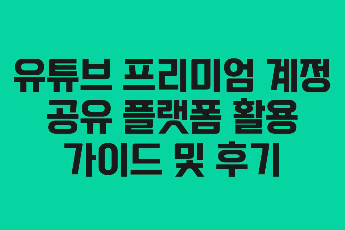 유튜브 프리미엄 계정 공유 플랫폼 활용 가이드 및 후기