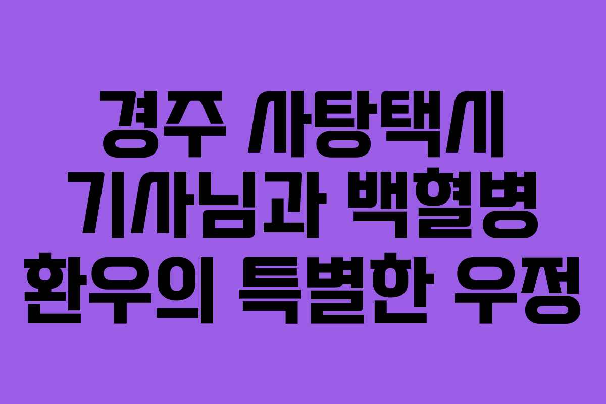 경주 사탕택시 기사님과 백혈병 환우의 특별한 우정