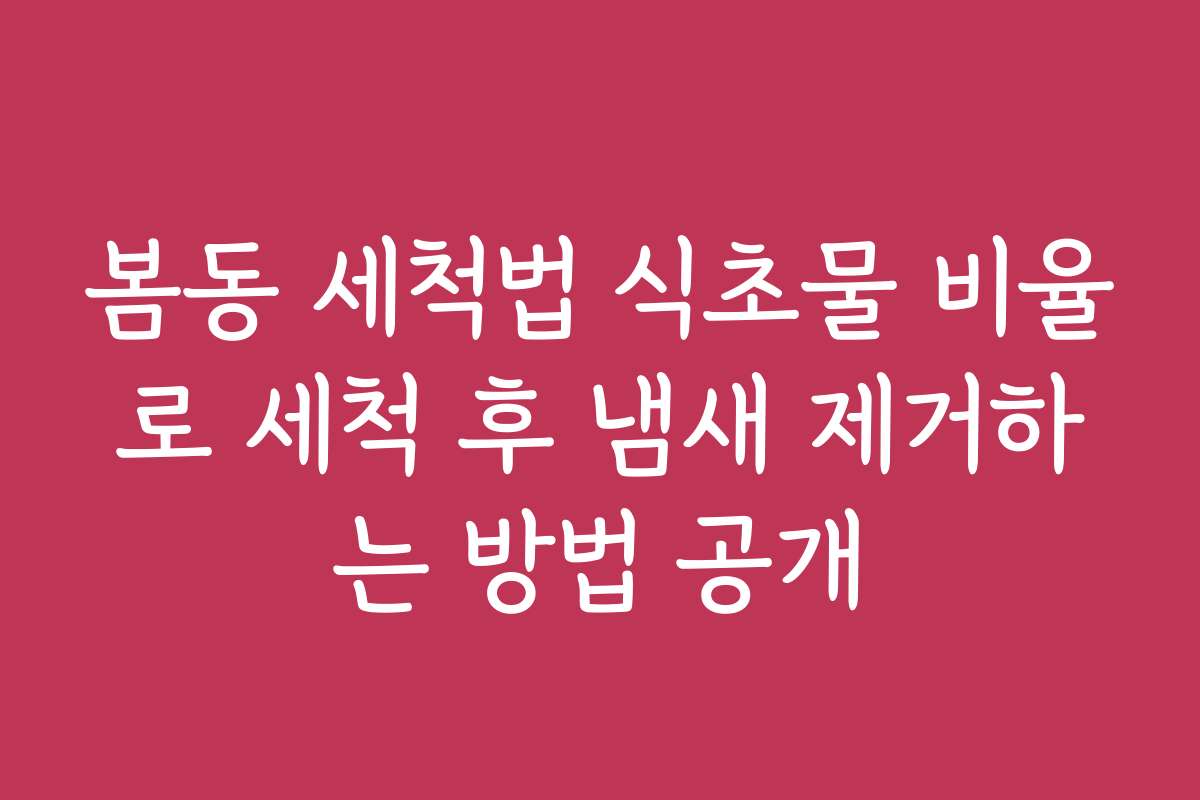 봄동 세척법 식초물 비율로 세척 후 냄새 제거하는 방법 공개