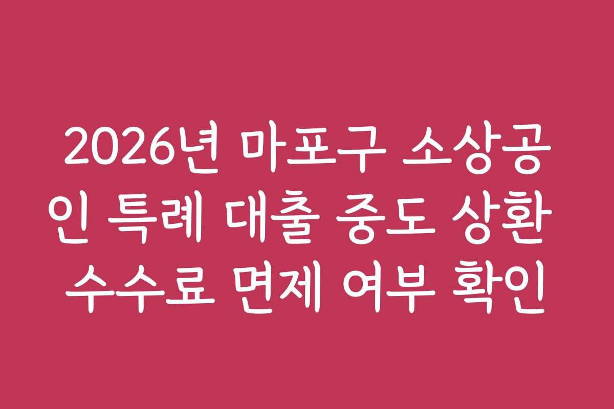 2026년 마포구 소상공인 특례 대출 중도 상환 수수료 면제 여부 확인