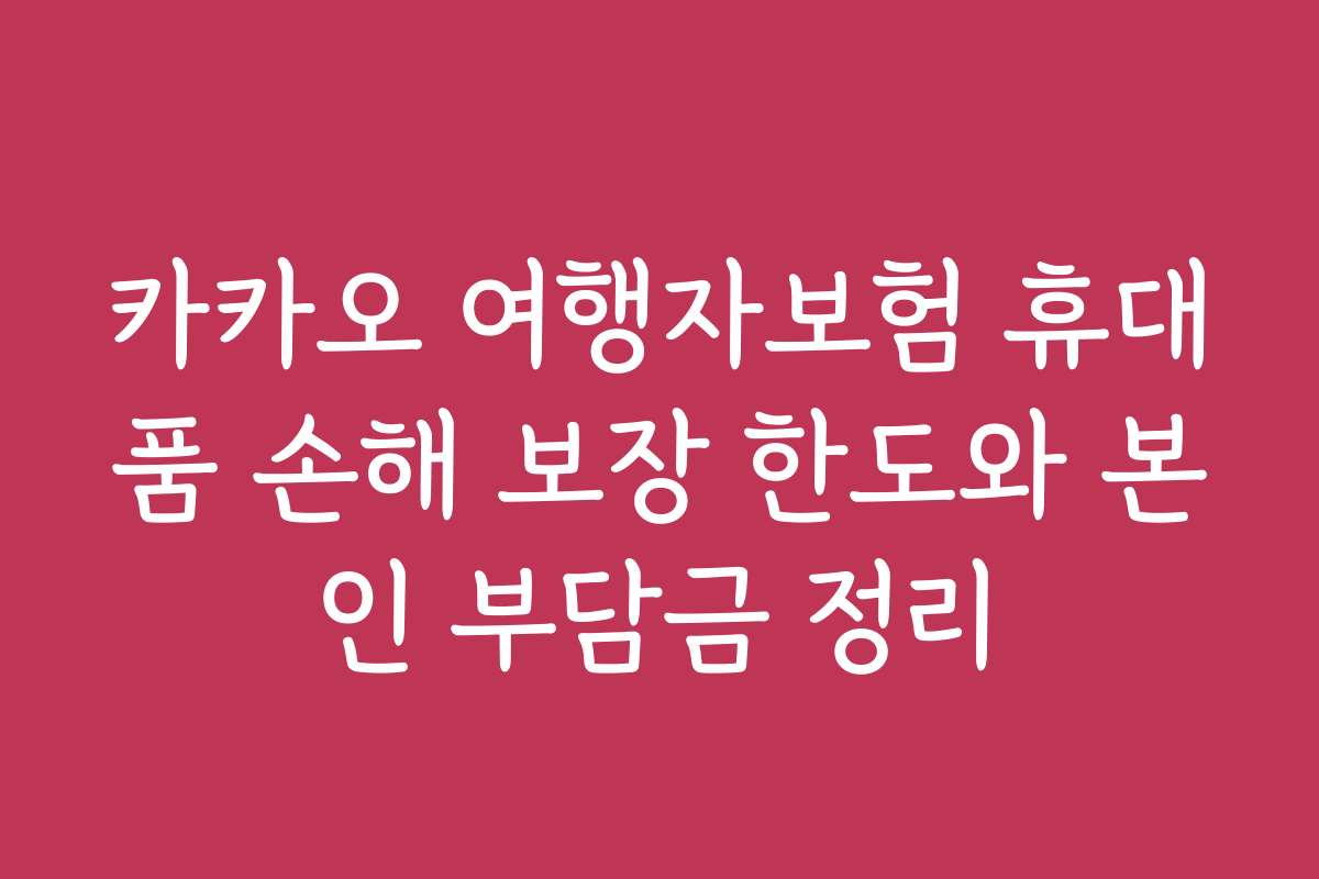 카카오 여행자보험 휴대품 손해 보장 한도와 본인 부담금 정리