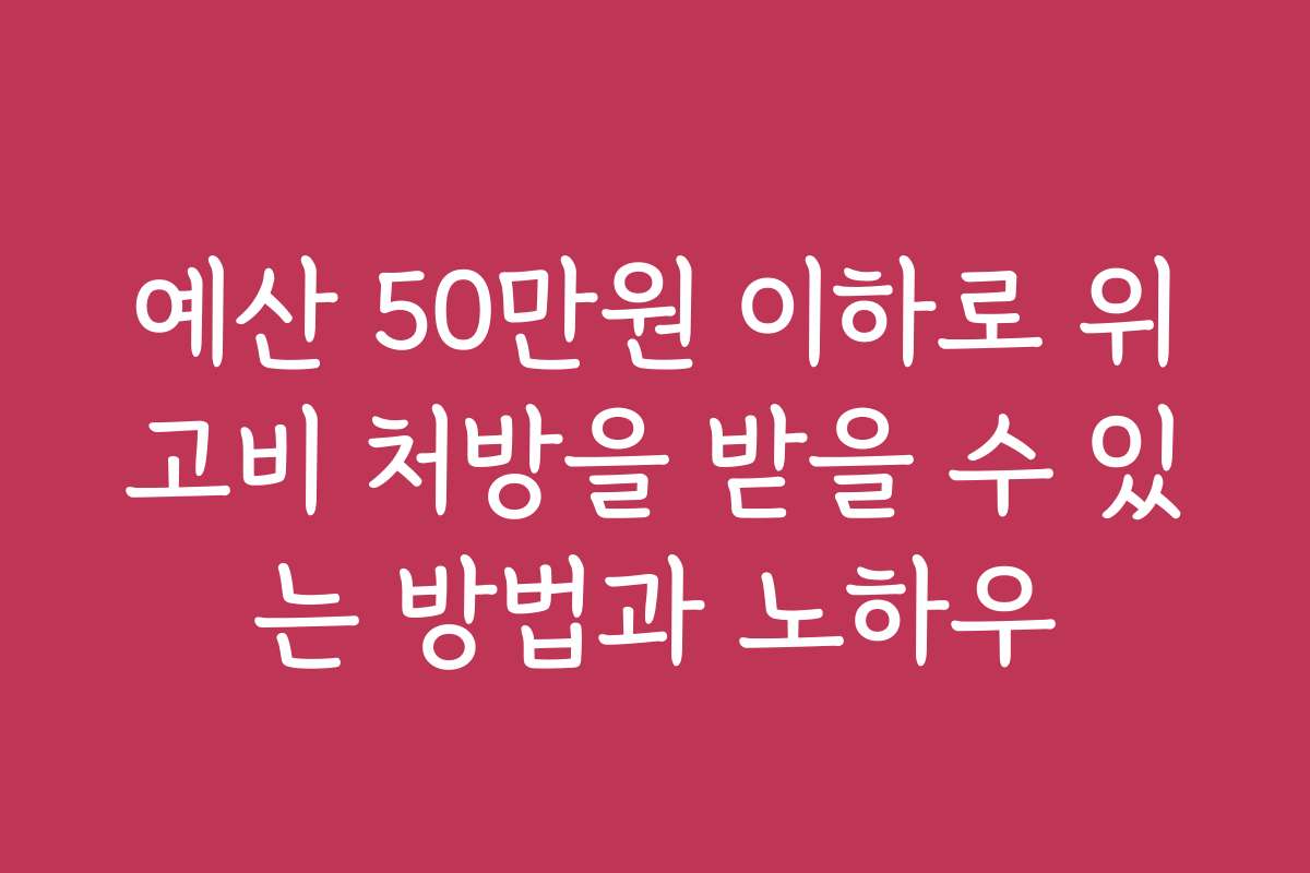 예산 50만원 이하로 위고비 처방을 받을 수 있는 방법과 노하우