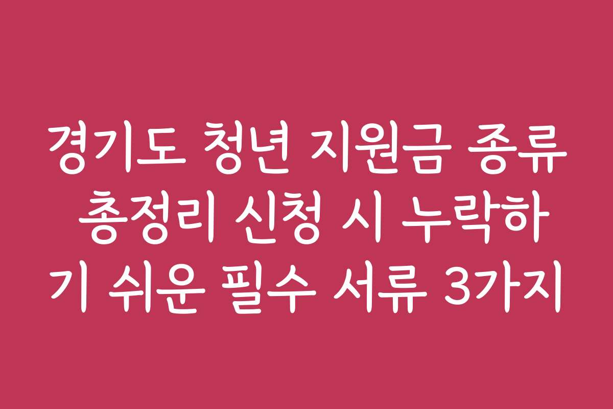 경기도 청년 지원금 종류 총정리 신청 시 누락하기 쉬운 필수 서류 3가지