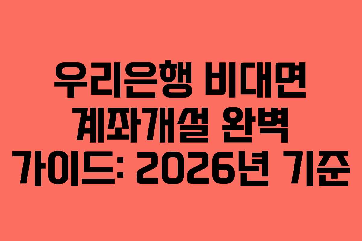 우리은행 비대면 계좌개설 완벽 가이드: 2026년 기준