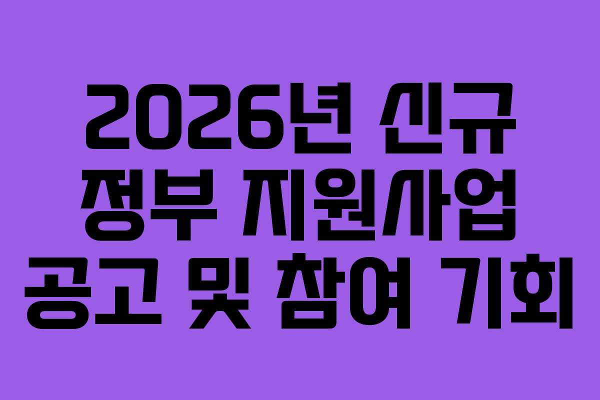 2026년 신규 정부 지원사업 공고 및 참여 기회