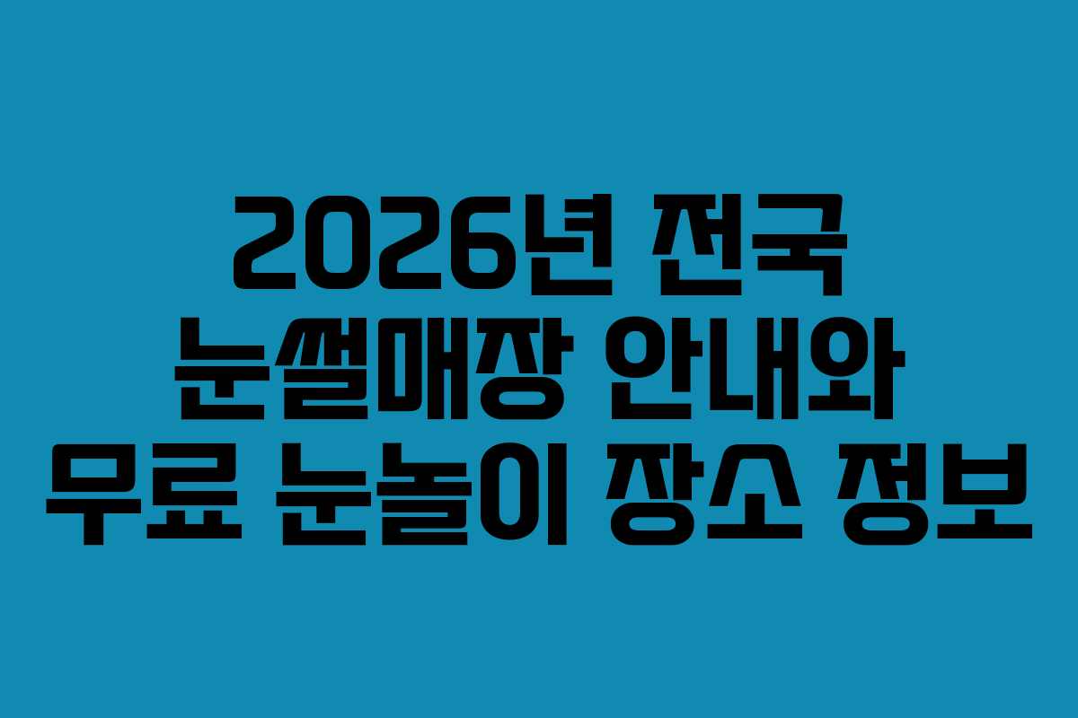 2026년 전국 눈썰매장 안내와 무료 눈놀이 장소 정보