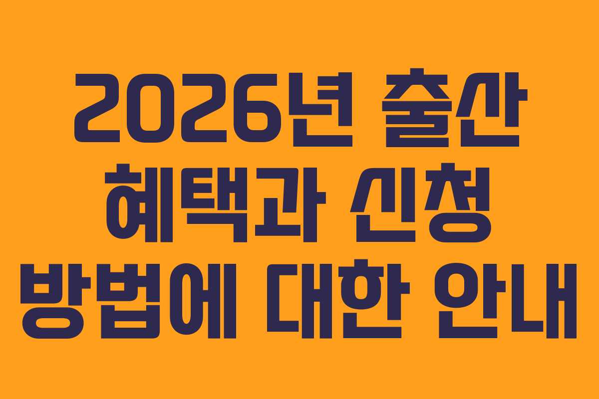 2026년 출산 혜택과 신청 방법에 대한 안내