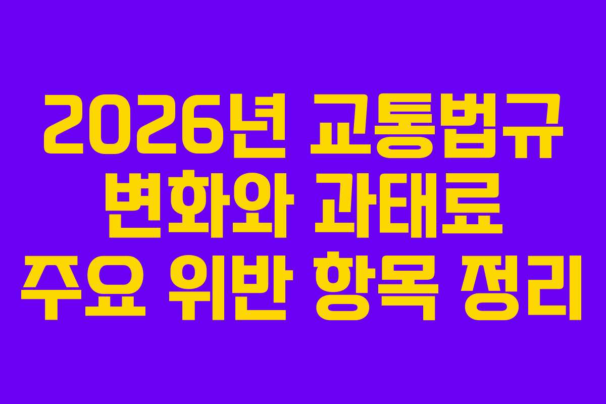 2026년 교통법규 변화와 과태료 주요 위반 항목 정리
