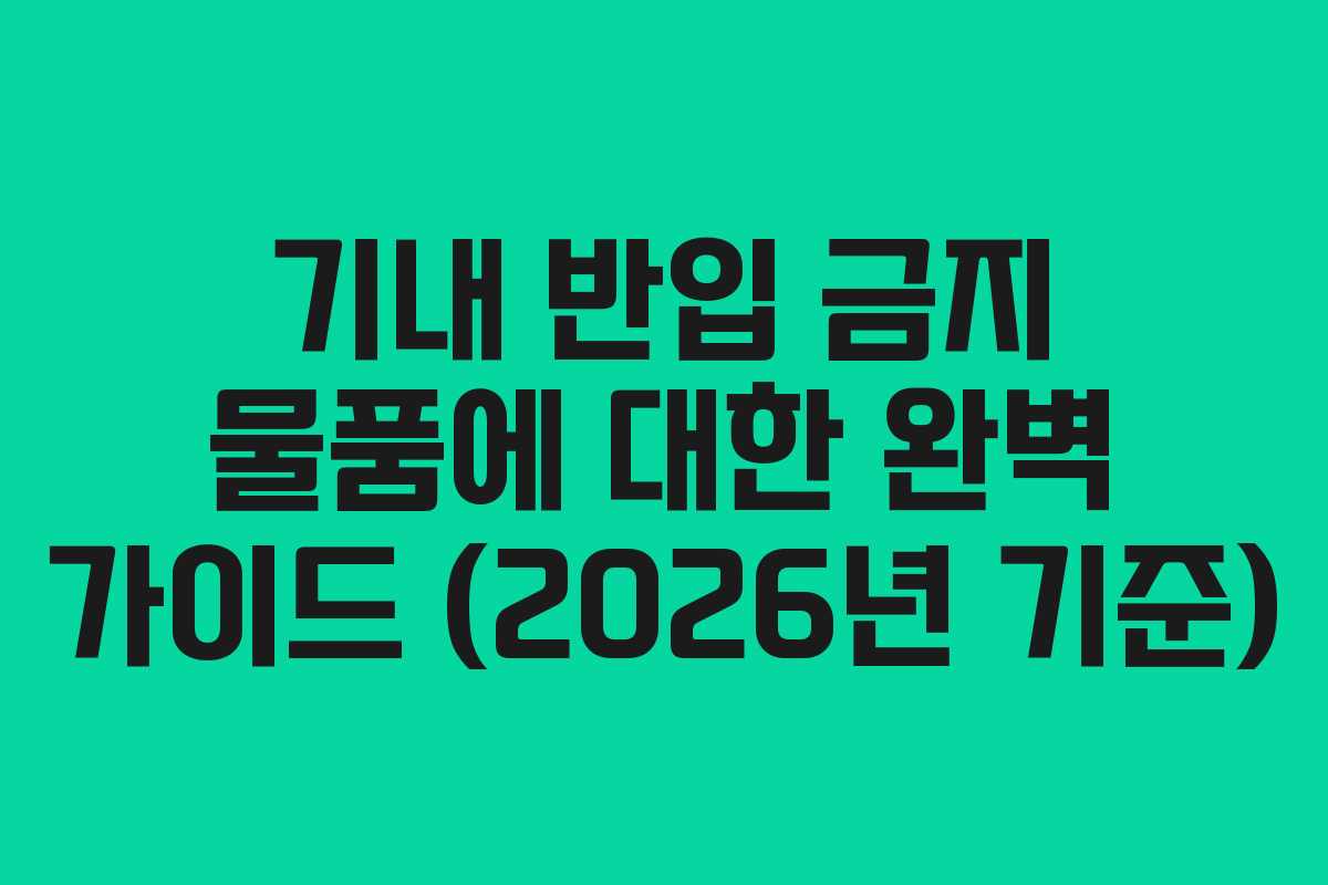 기내 반입 금지 물품에 대한 완벽 가이드 (2026년 기준)