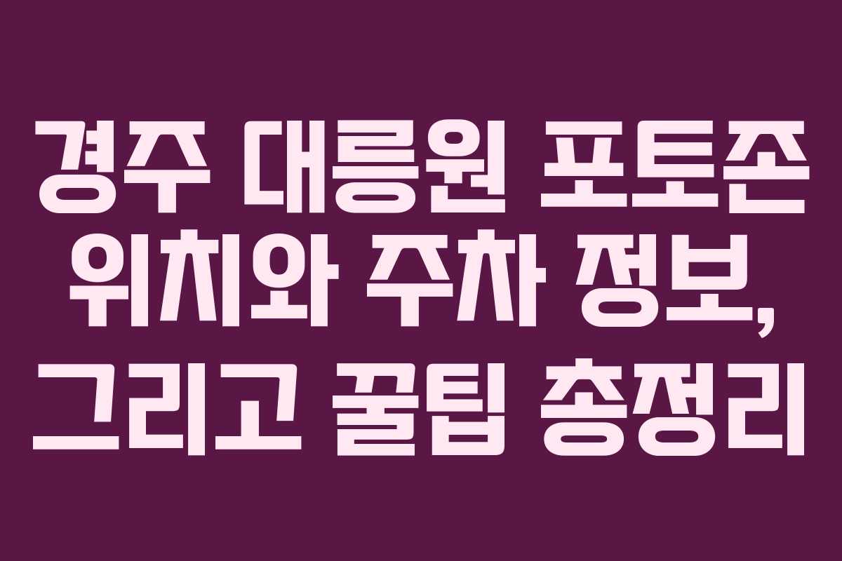경주 대릉원 포토존 위치와 주차 정보, 그리고 꿀팁 총정리