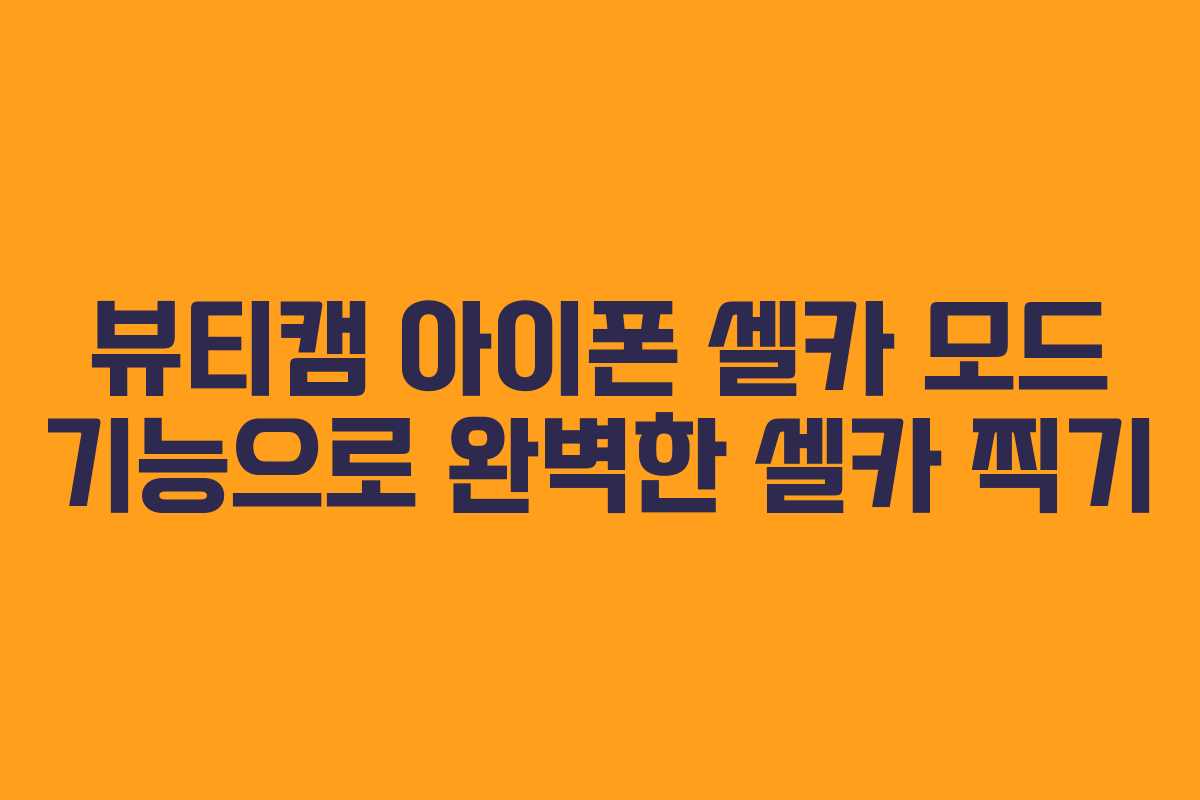 뷰티캠 아이폰 셀카 모드 기능으로 완벽한 셀카 찍기