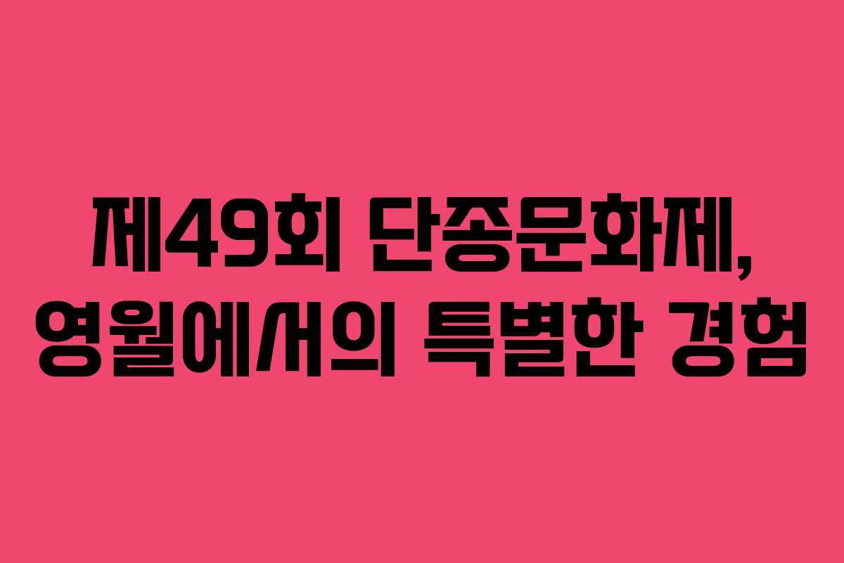 제49회 단종문화제, 영월에서의 특별한 경험