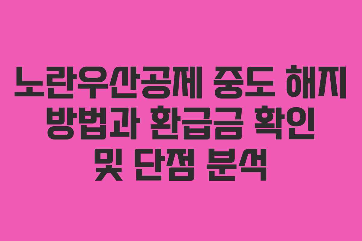 노란우산공제 중도 해지 방법과 환급금 확인 및 단점 분석
