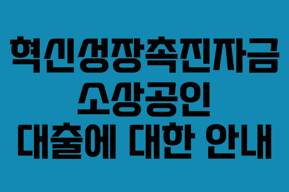 혁신성장촉진자금 소상공인 대출에 대한 안내
