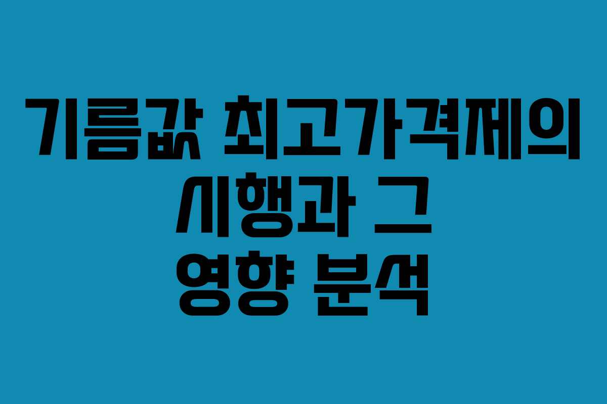 기름값 최고가격제의 시행과 그 영향 분석