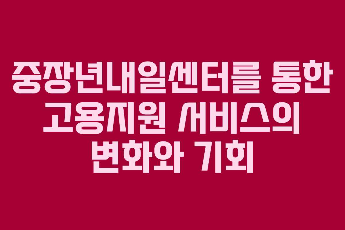 중장년내일센터를 통한 고용지원 서비스의 변화와 기회