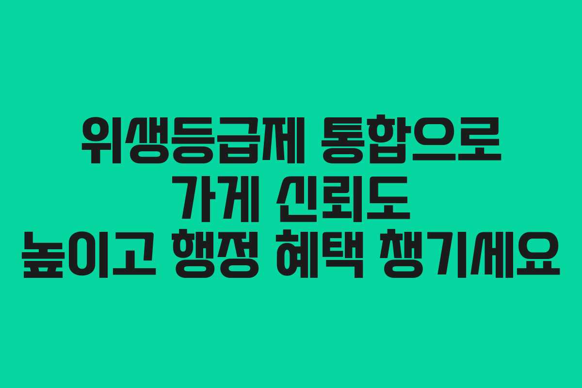 위생등급제 통합으로 가게 신뢰도 높이고 행정 혜택 챙기세요