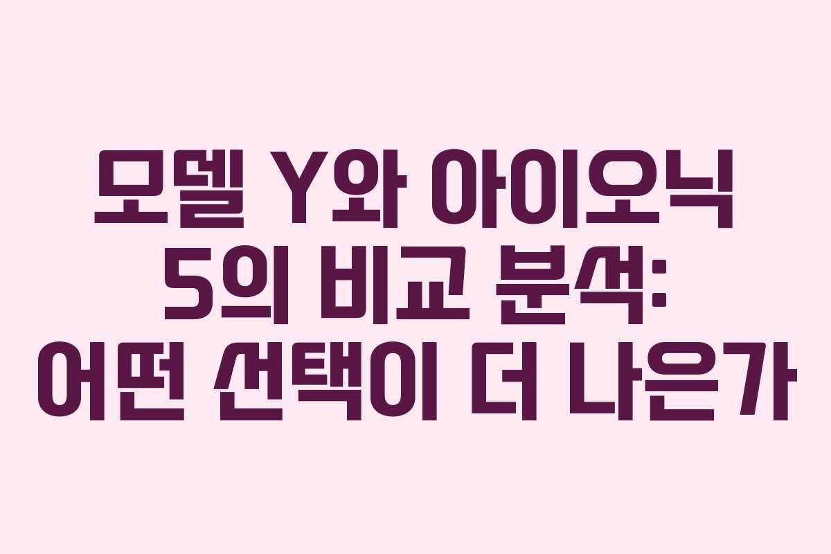 모델 Y와 아이오닉 5의 비교 분석: 어떤 선택이 더 나은가