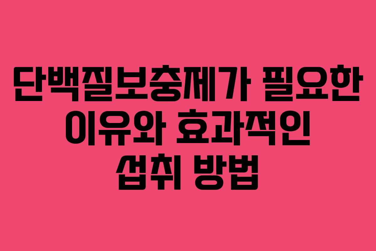 단백질보충제가 필요한 이유와 효과적인 섭취 방법