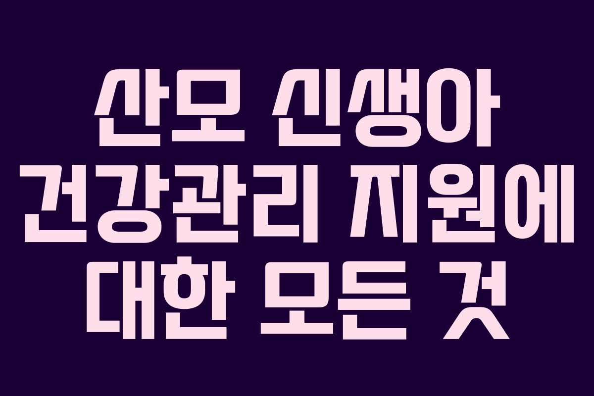 산모 신생아 건강관리 지원에 대한 모든 것