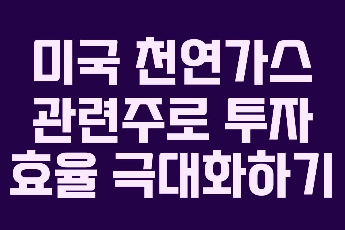 미국 천연가스 관련주로 투자 효율 극대화하기