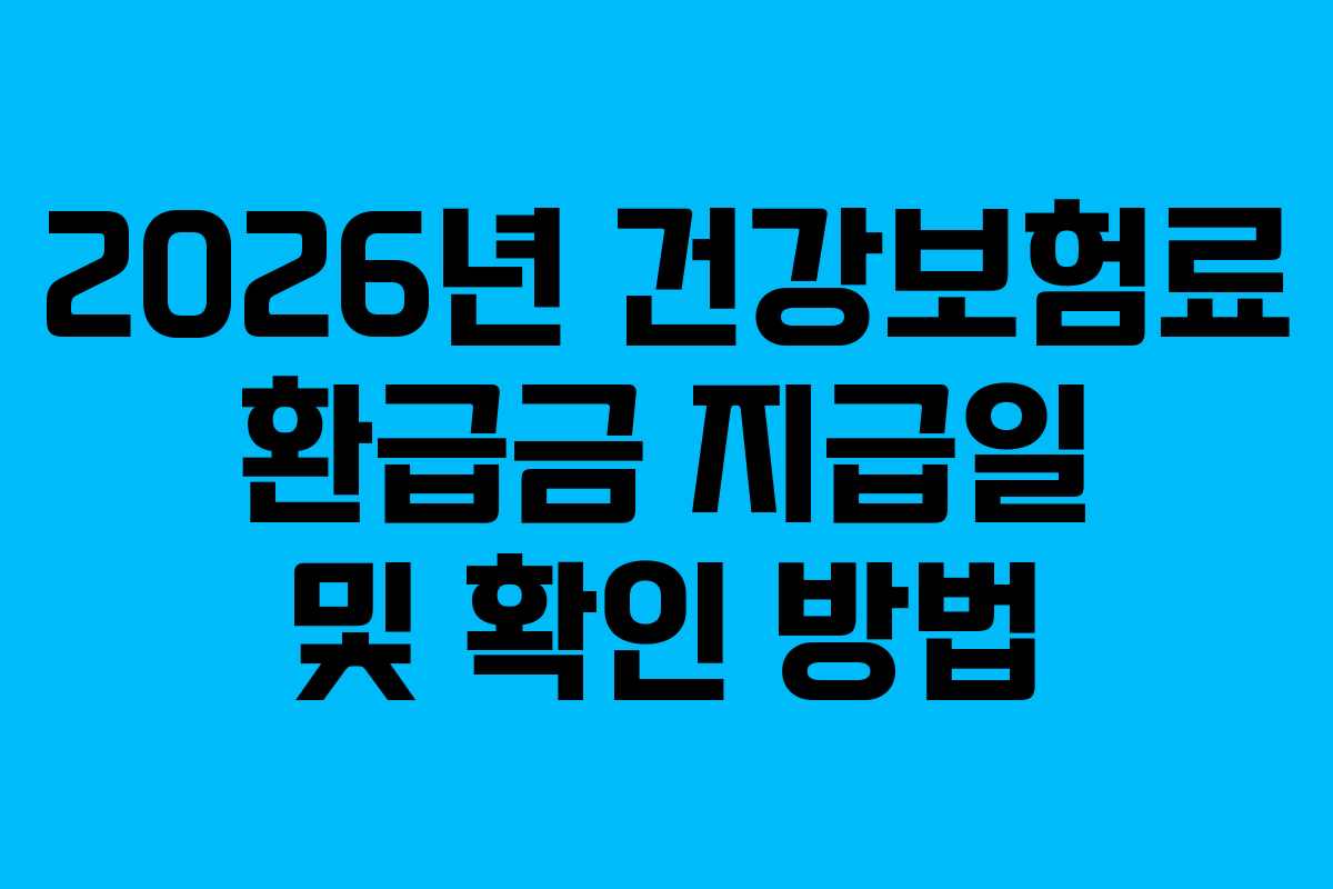 2026년 건강보험료 환급금 지급일 및 확인 방법